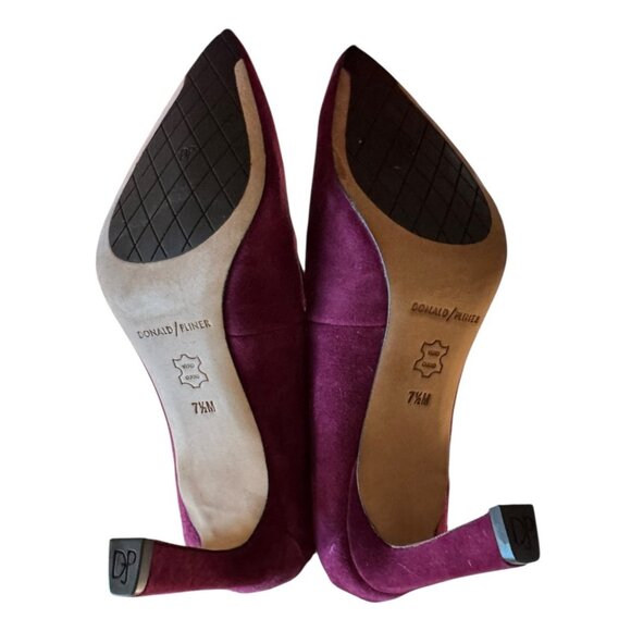 Donald‎ Pliner Burgundy Suede Pointed Toe Heels Womens Size 7.5M - Picture 7 of 7